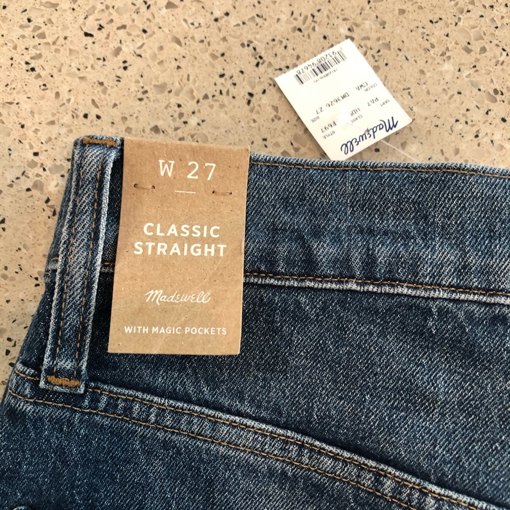 NWT Madewell Classic Straight Jeans Size 27